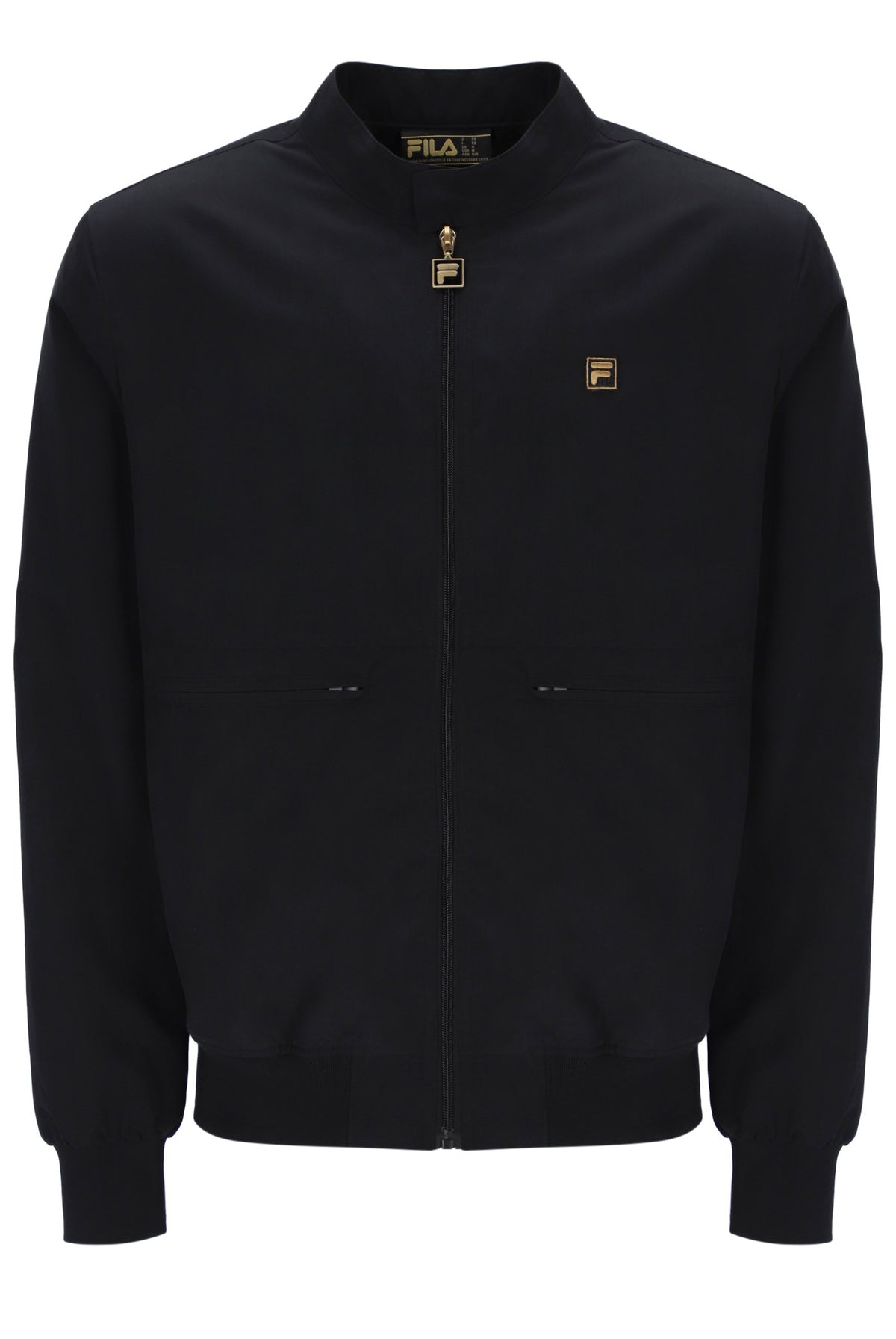 Displays the Black 'Fila' branded Smith Archive-Inspired Jacket