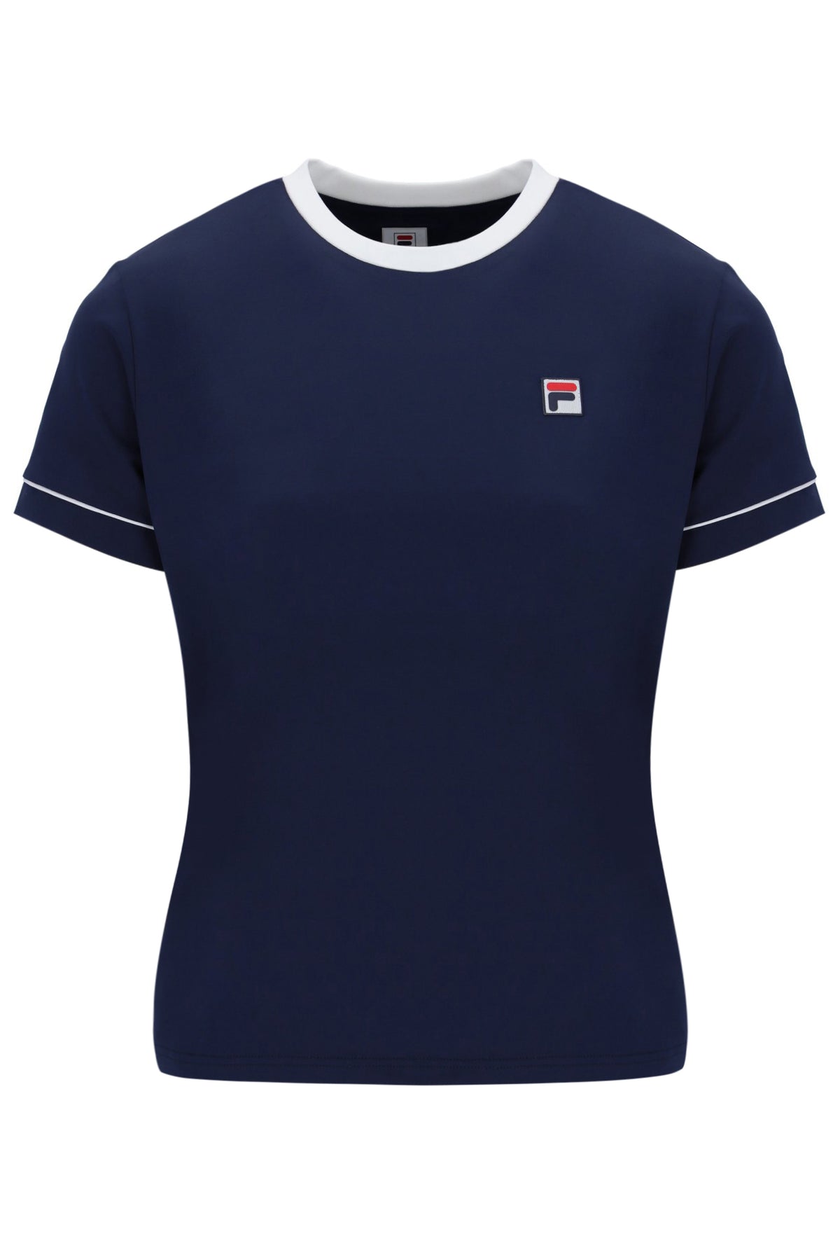 A navy blue FILA tennis t-shirt with cap sleeves and a small logo on the chest.