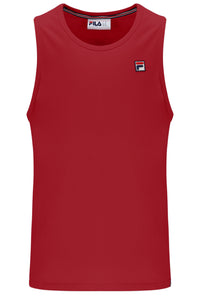 Red tank top with Fila logo on a white background