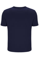 Navy blue t-shirt on a white background