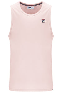 Pink tank top with Fila logo on a white background