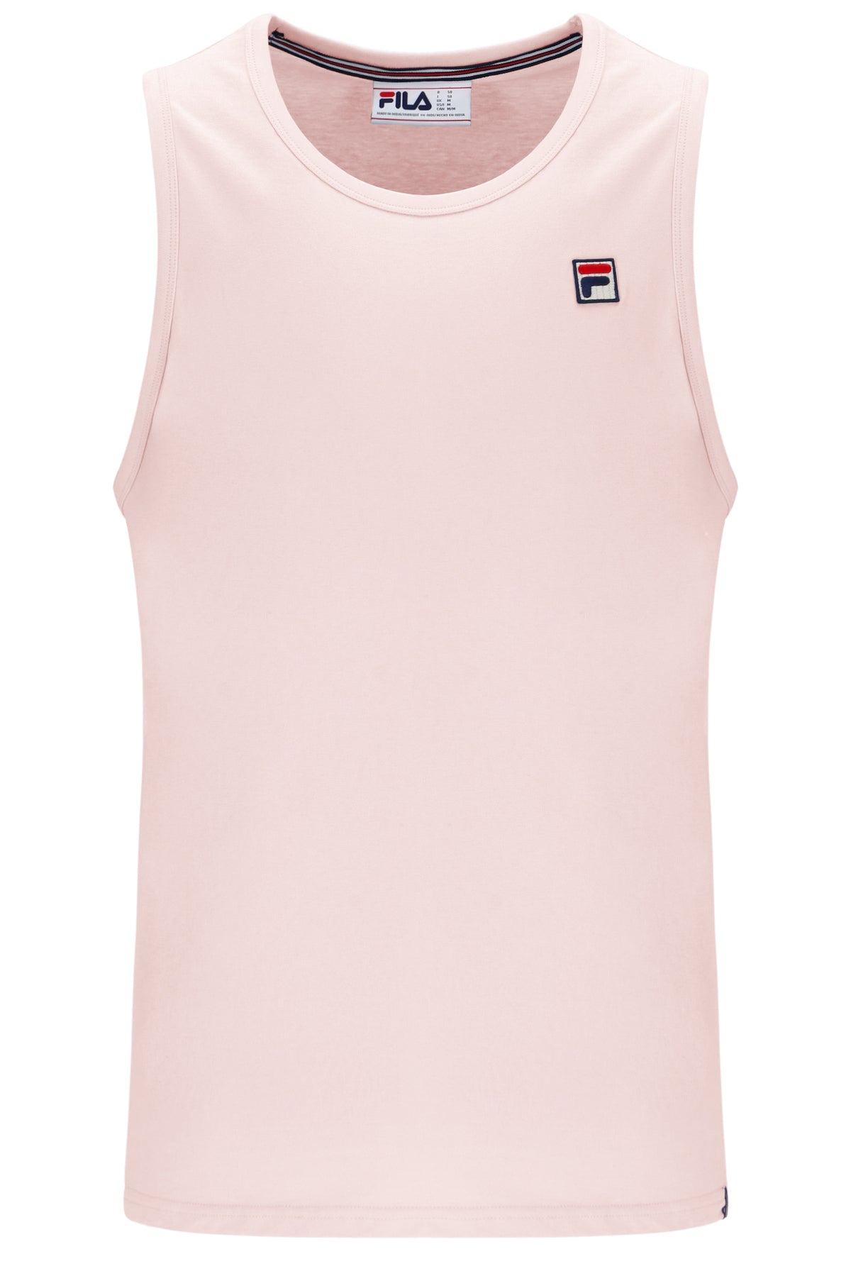 Pink tank top with Fila logo on a white background