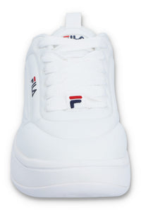 A white FILA Superbubble trainer with a chunky sole and FILA logo on the side.