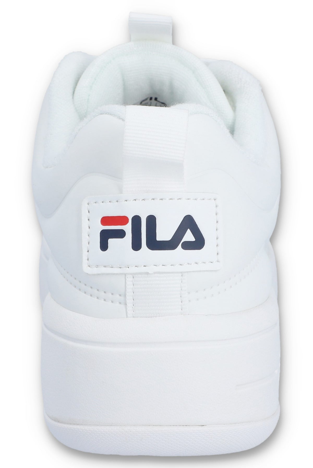 A white FILA Superbubble trainer with a chunky sole and FILA logo on the side.