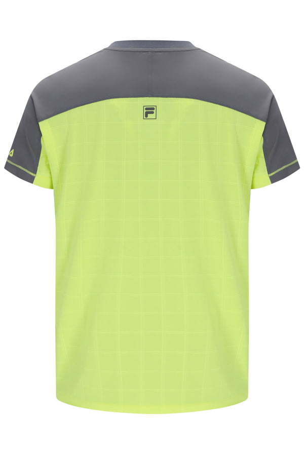 Displays a Lemon Men’s Henry Neck Tennis T-Shirt