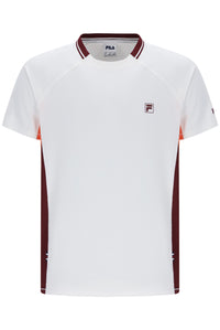 Displays the White 'FILA' branded Men’s Round Neck Tennis T-Shirt