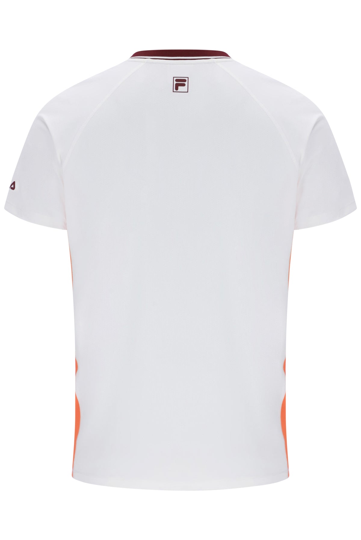 Displays the White 'FILA' branded Men’s Round Neck Tennis T-Shirt