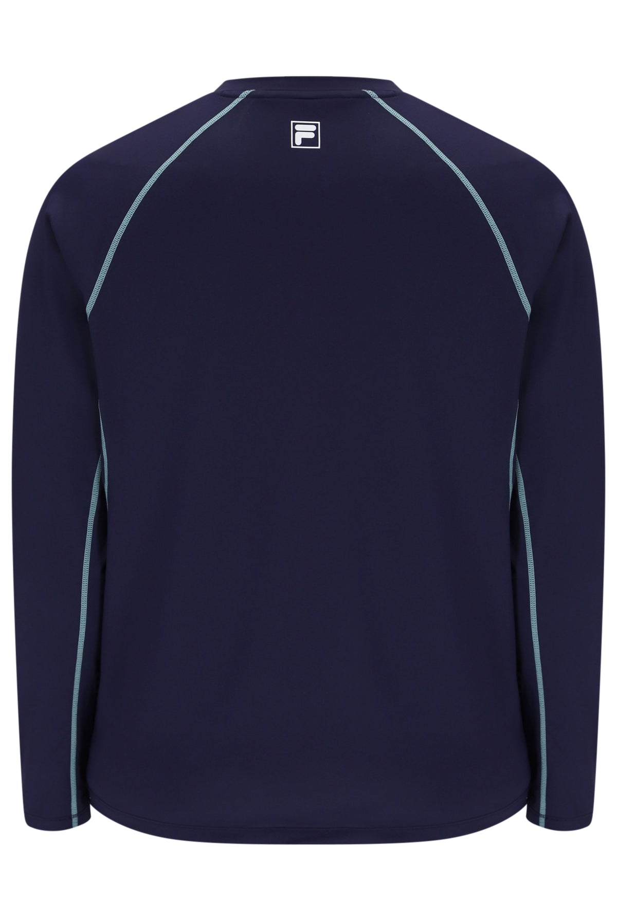 Displays the Navy 'FILA' branded Men's Long Sleeve Tennis T-Shirt