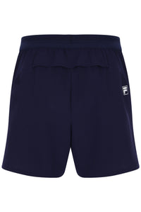 Displays the Dark Navy 'FILA' branded Men’s 5" Tennis Shorts with Inner