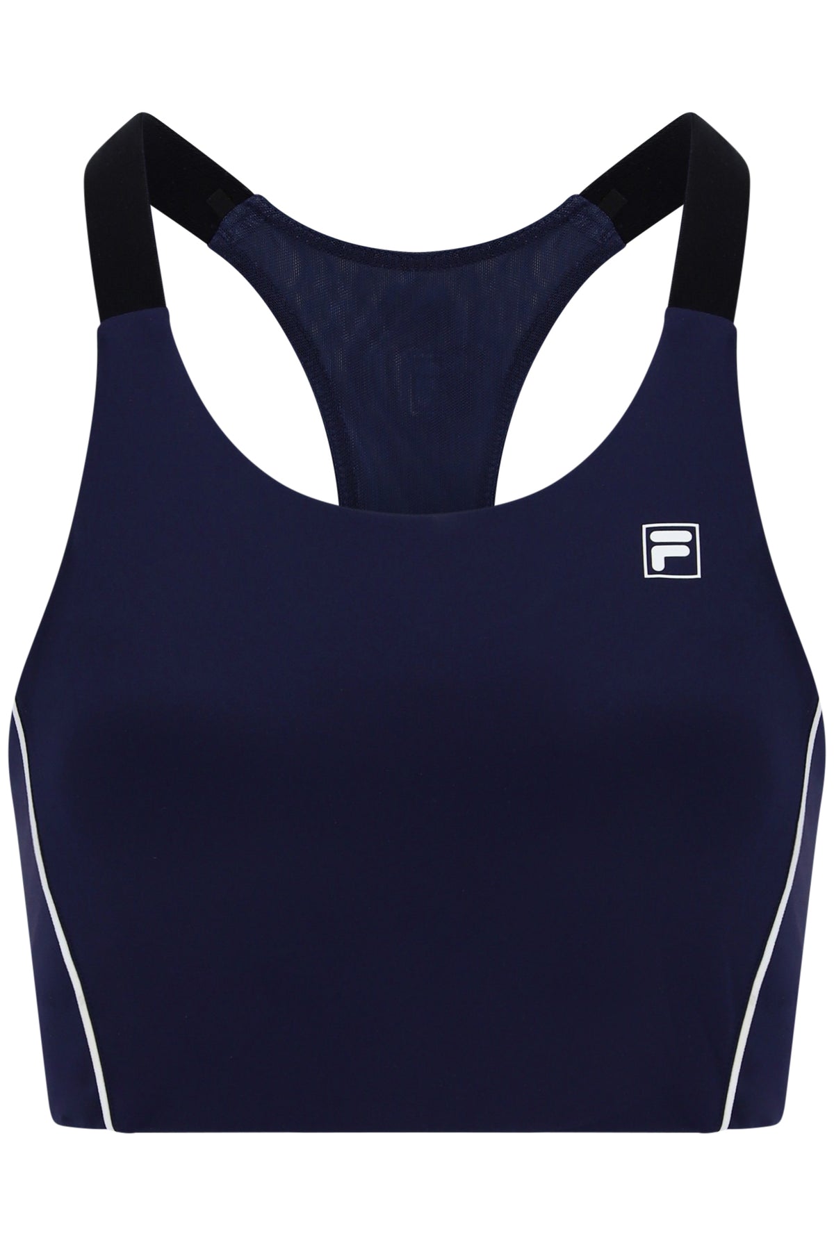 Displays the Dark Navy 'FILA' branded Women’s Tennis Core Bra
