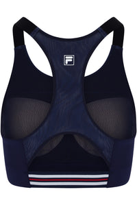 Displays the Dark Navy 'FILA' branded Women’s Tennis Core Bra