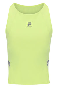 Displays the Lemon 'FILA' branded Women’s Tennis Tank Top