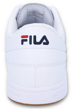 White sneaker with Fila logo on a white background