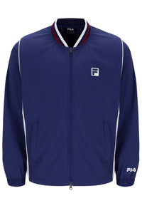 Displays the Navy 'FILA' branded Unisex Tennis Warm-Up Jacket