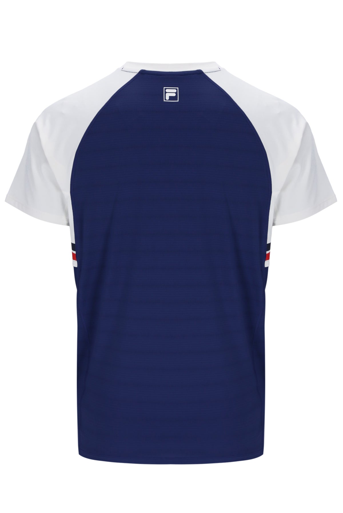 Displays the Navy 'FILA' branded Unisex Round Neck Tennis T-Shirt