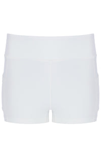 Displays the Off White 'FILA' branded Women’s Mesh Jersey Dress with Inner Shorts