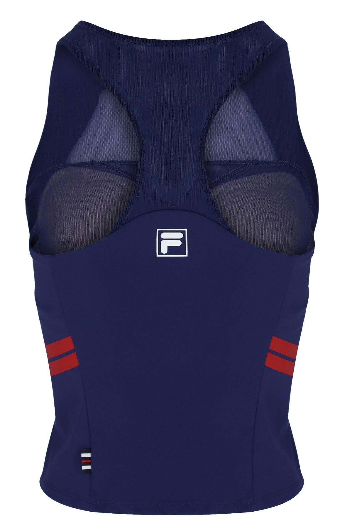 Displays the Navy 'FILA' branded Women’s Tennis Tank Top