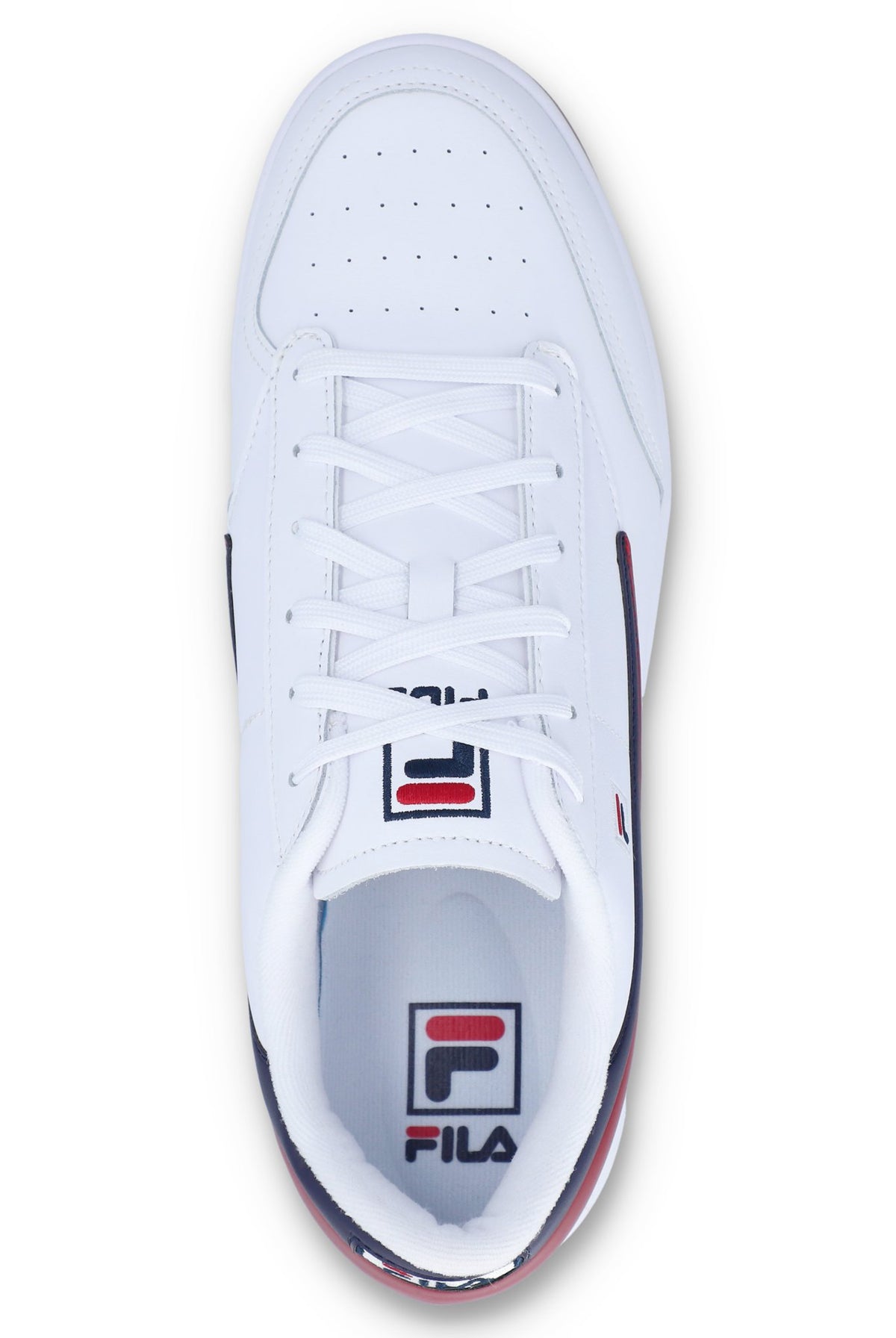 A pair of FILA Tennis 88 Trainers in white with navy and red accents.