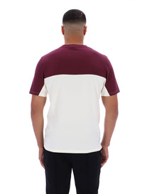 Displays a model wearing Fig Tiebreaker 'FILA' branded Colour Block T-Shirt