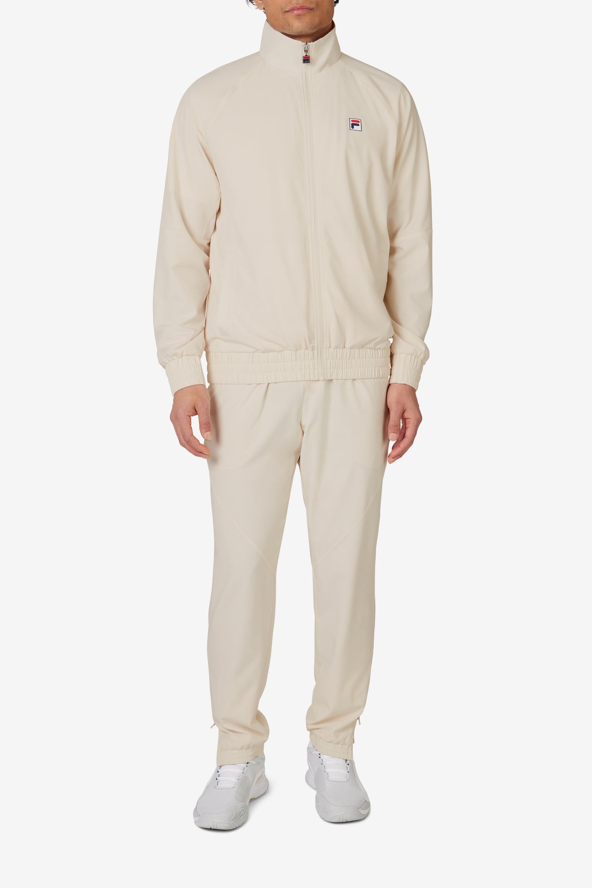 Beige Tennis Woven Court Track Top
