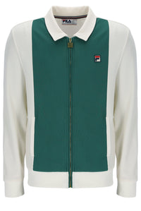 Green and white jacket with Fila logo on a white background