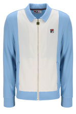 Light blue and white jacket with a visible brand logo on a white background