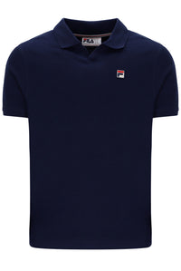 Displays the Navy 'Fila' branded Tristiano Textured Polo