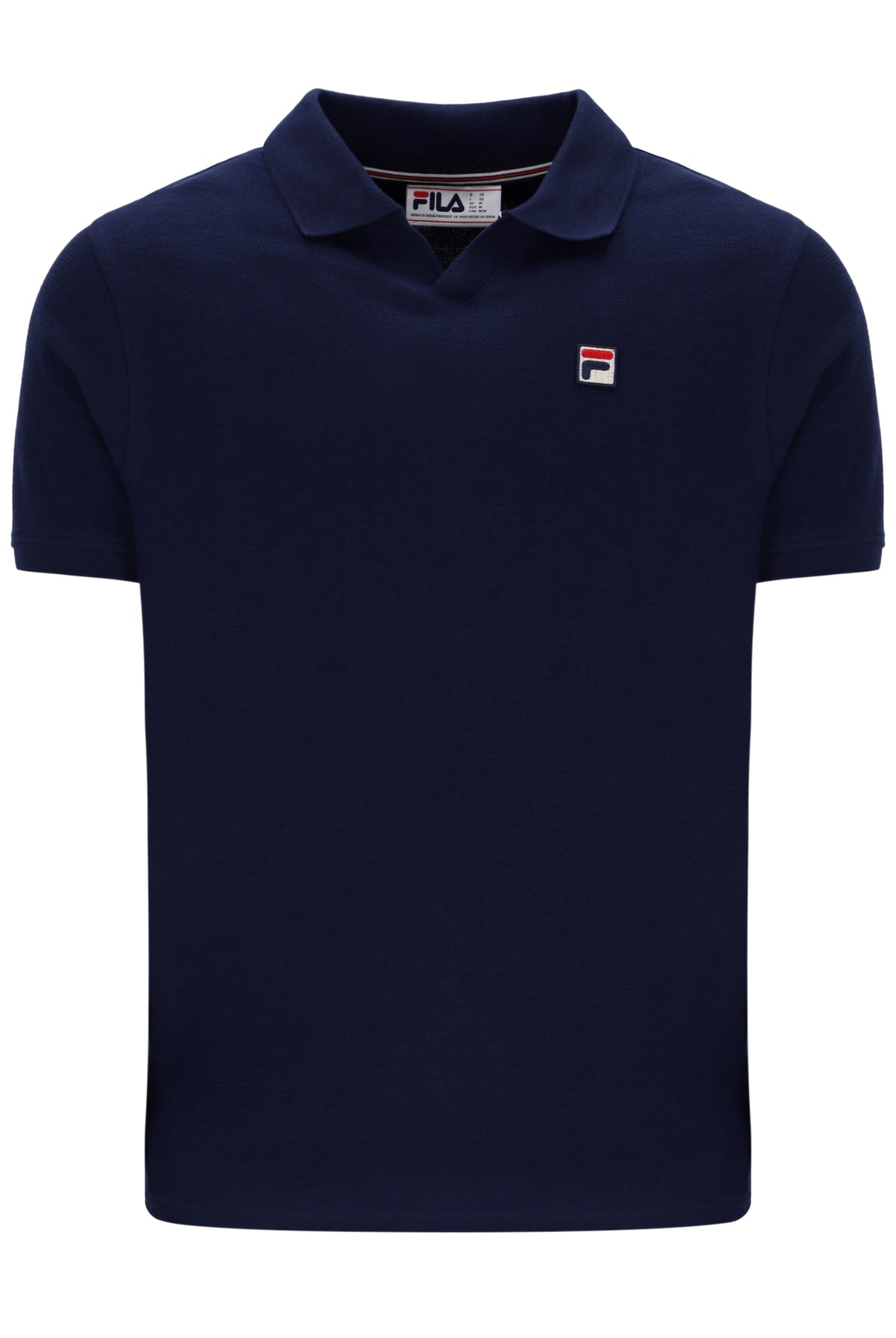 Displays the Navy 'Fila' branded Tristiano Textured Polo