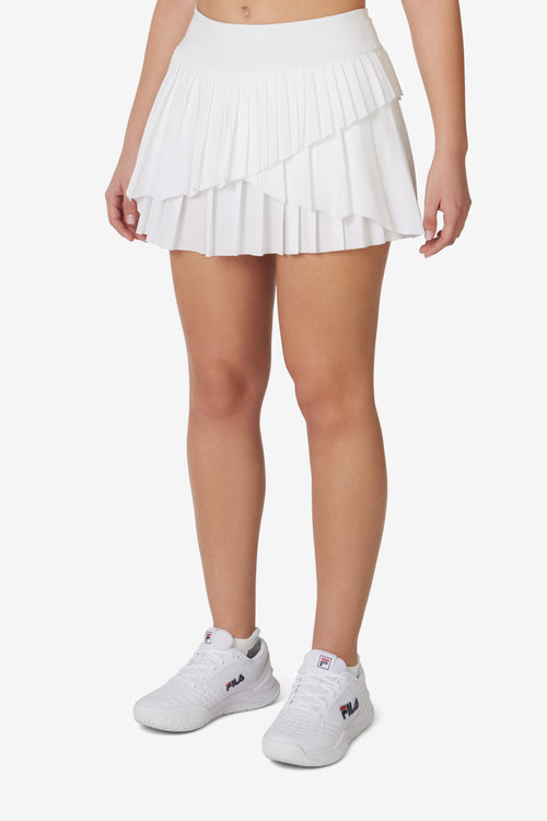 White Asymmetrical Pleated Tennis Skort
