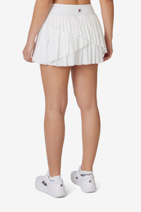 White Asymmetrical Pleated Tennis Skort