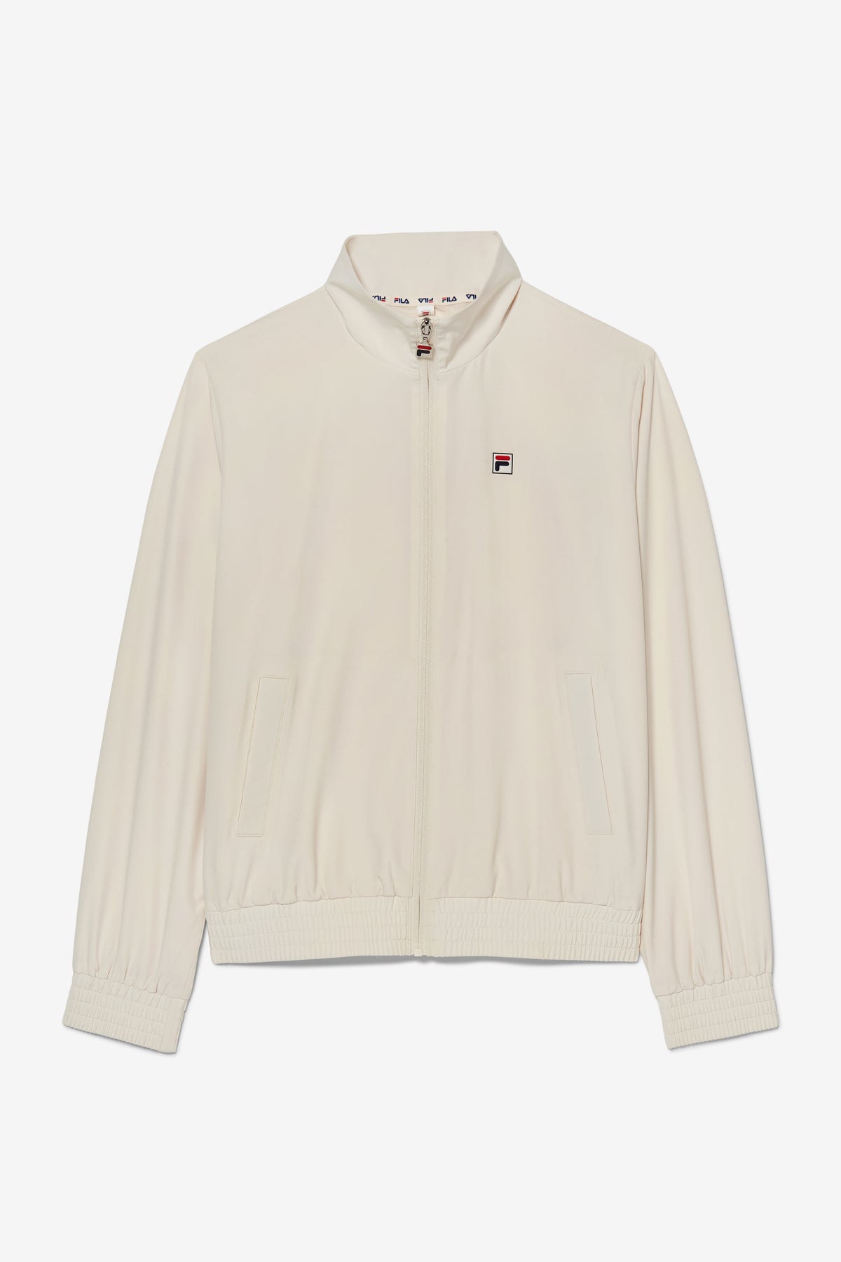 Displays the Beige 'FILA' branded Tennis Advantage Track Top