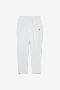 Displays the White 'FILA' branded Tennis Advantage Track Pant