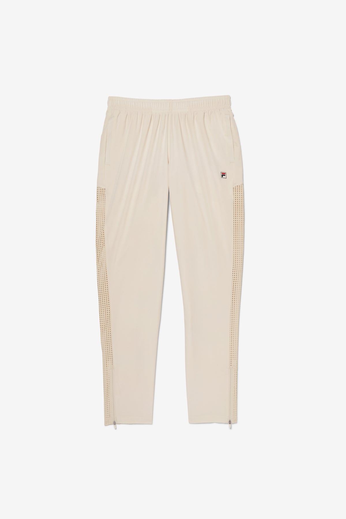 Displays the Beige 'FILA' branded Tennis Advantage Track Pant