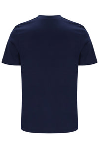 Navy blue t-shirt on a white background