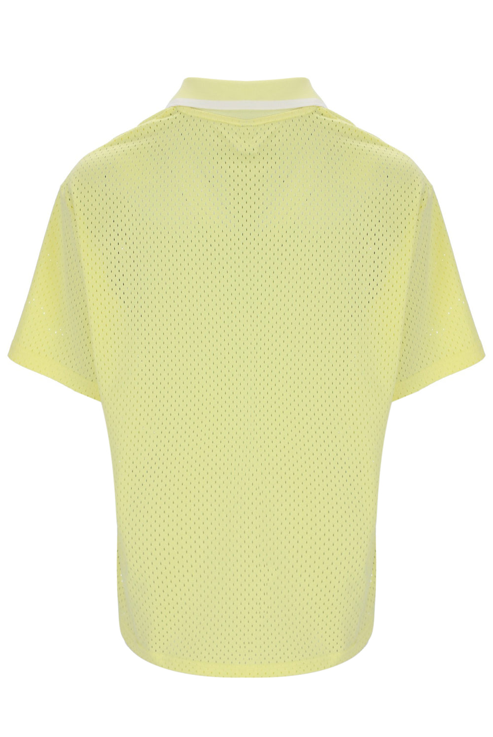 Yellow textured polo shirt on a white background