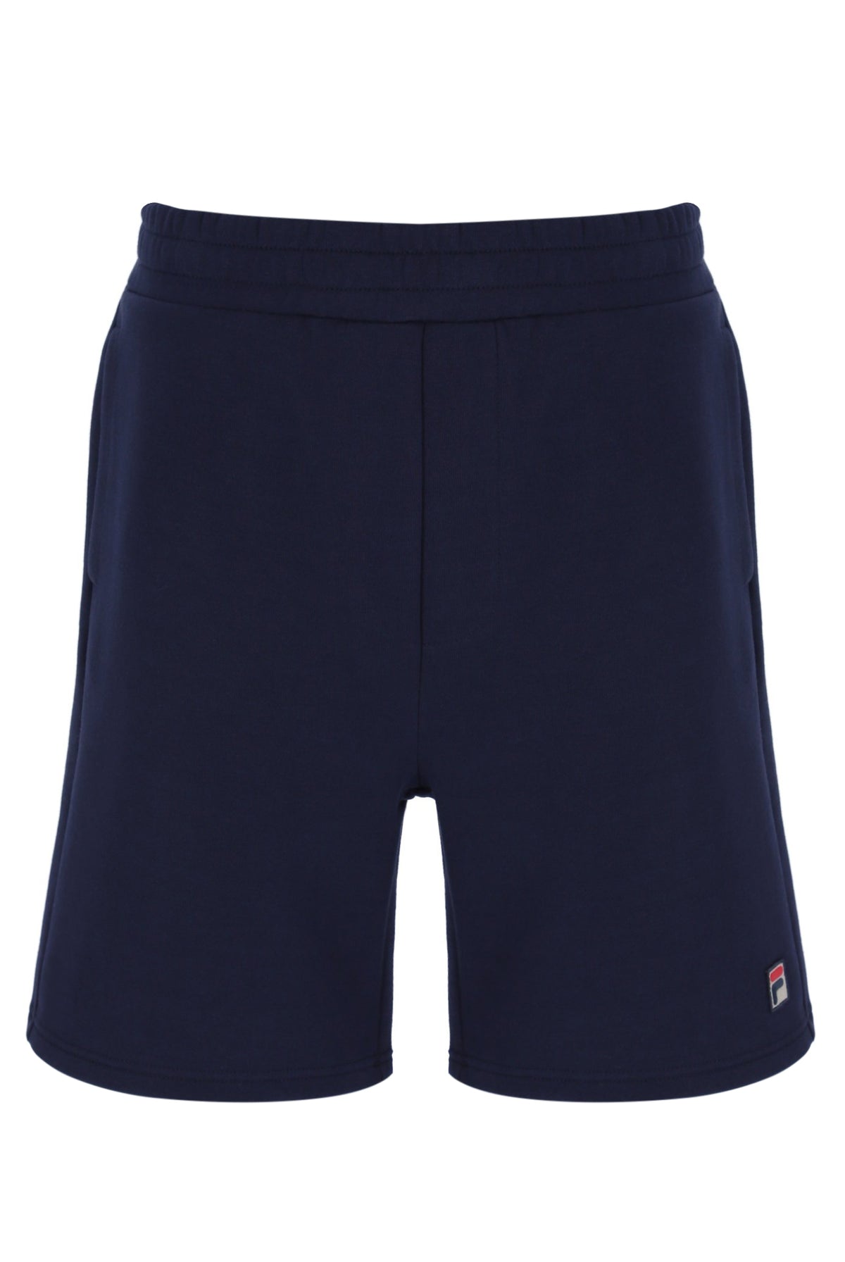 Displays the Navy 'FILA' branded Vico Fleece Short