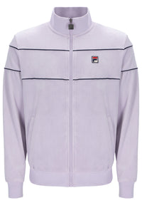 Displays the Misty Lilac 'FILA' branded Vittorio Velour Track Top