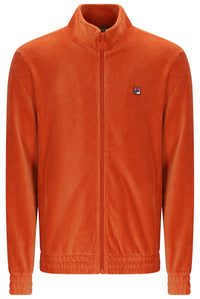 Displays the Burnt Ochre 'FILA' branded Walter Corduroy Jacket