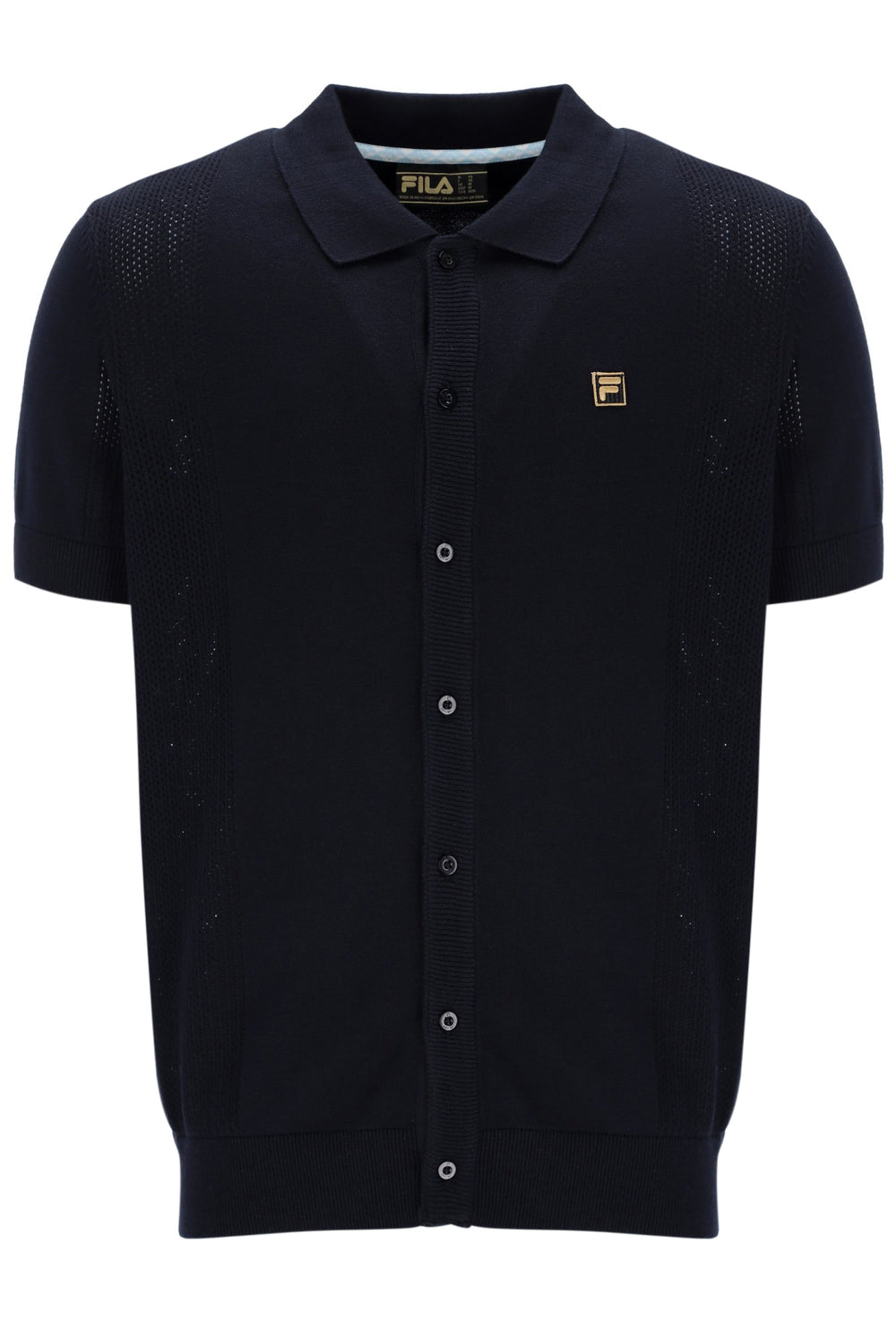 Walter Open Knit Pointelle Panel Polo