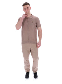 Walter Open Knit Pointelle Panel Polo