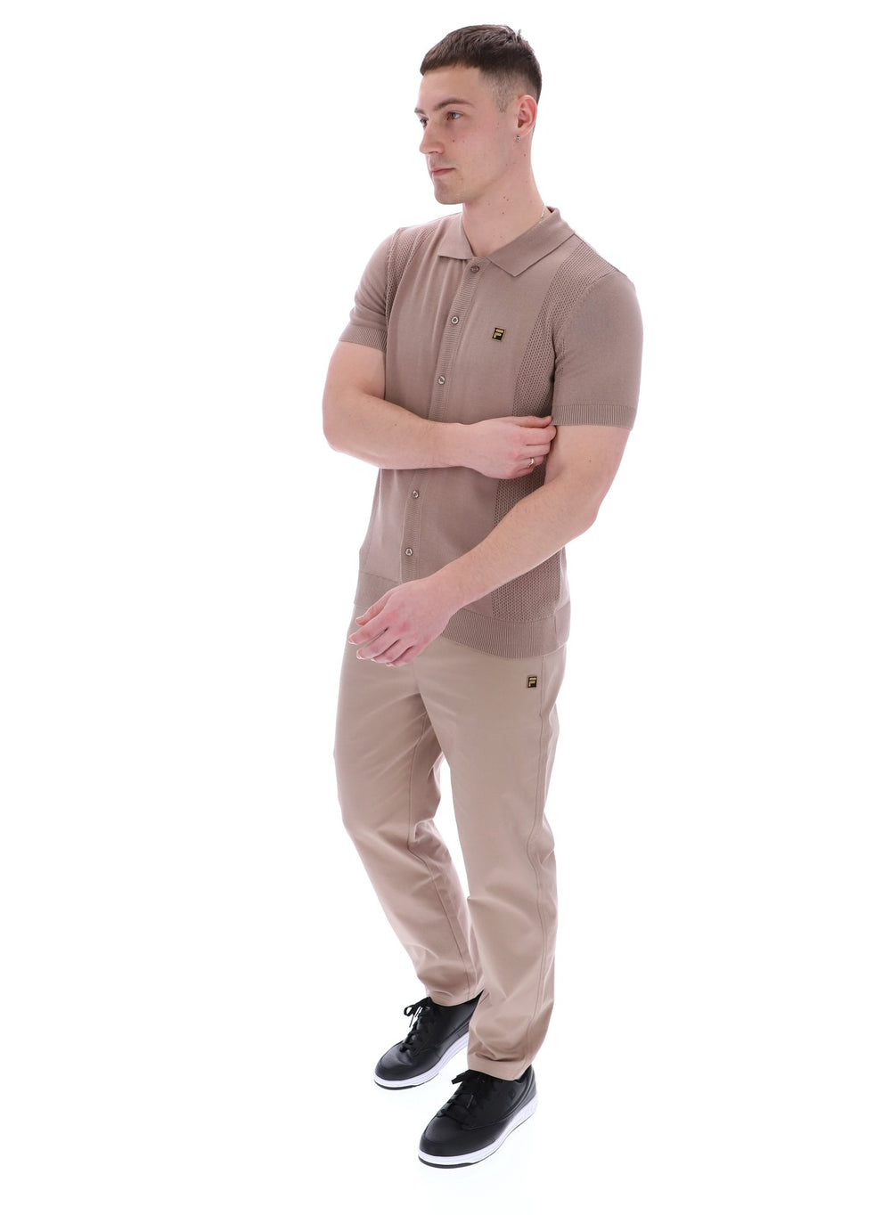 Walter Open Knit Pointelle Panel Polo