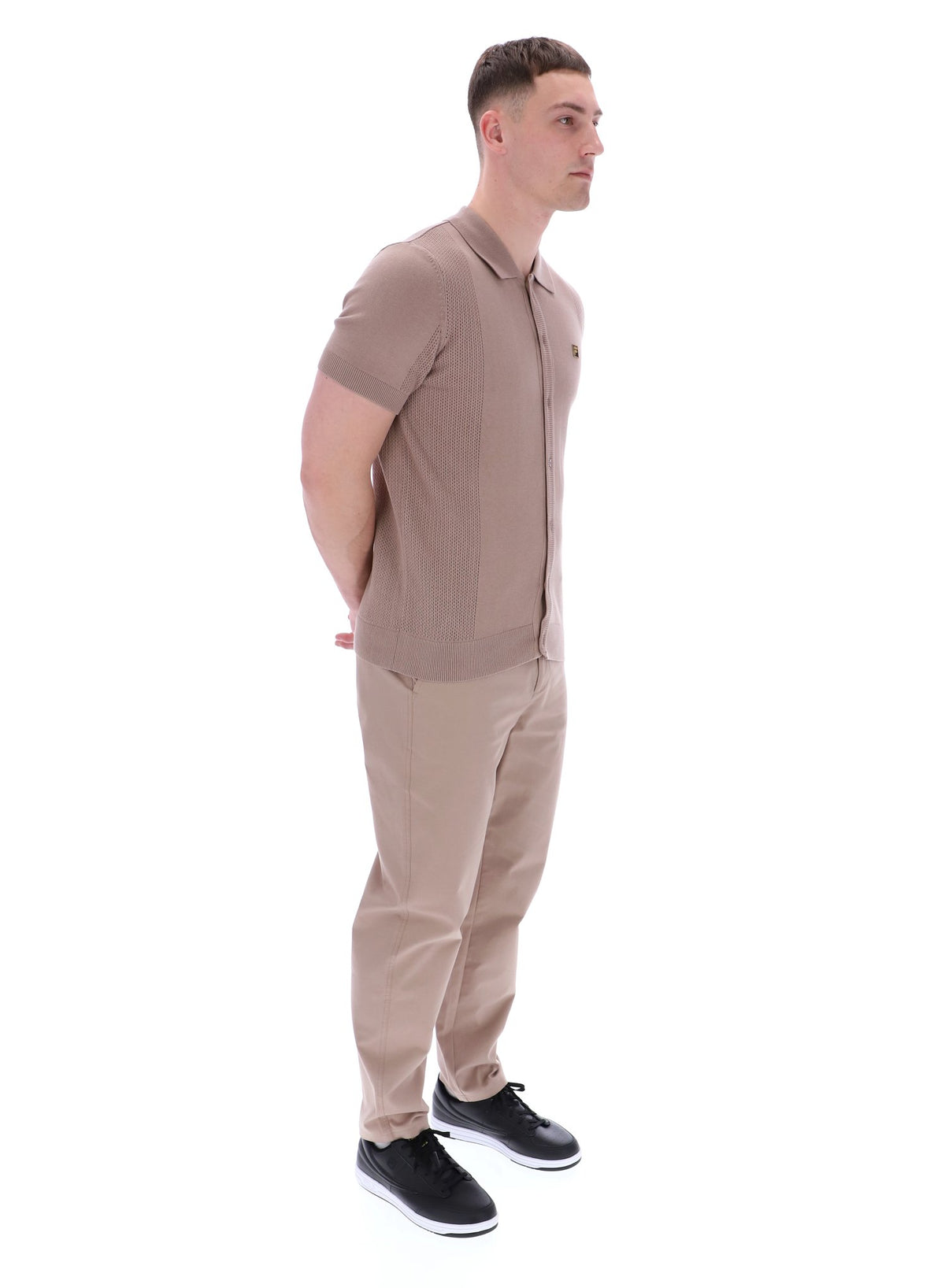 Walter Open Knit Pointelle Panel Polo