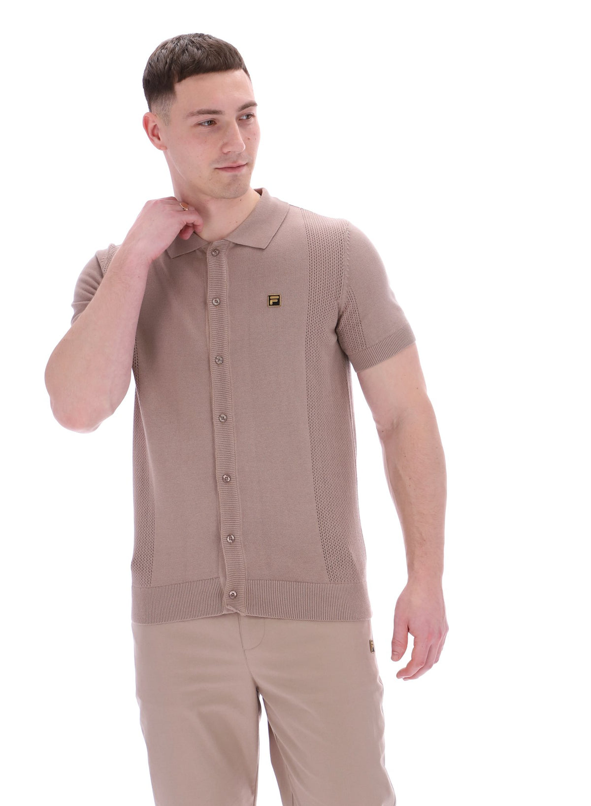 Walter Open Knit Pointelle Panel Polo