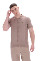 Walter Open Knit Pointelle Panel Polo