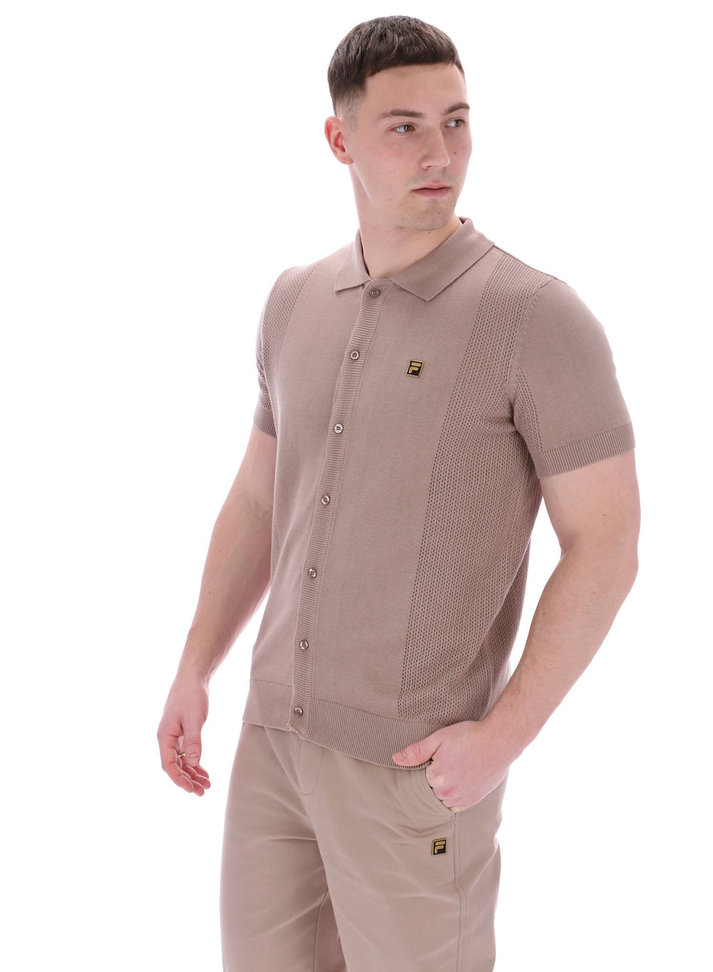 Walter Open Knit Pointelle Panel Polo