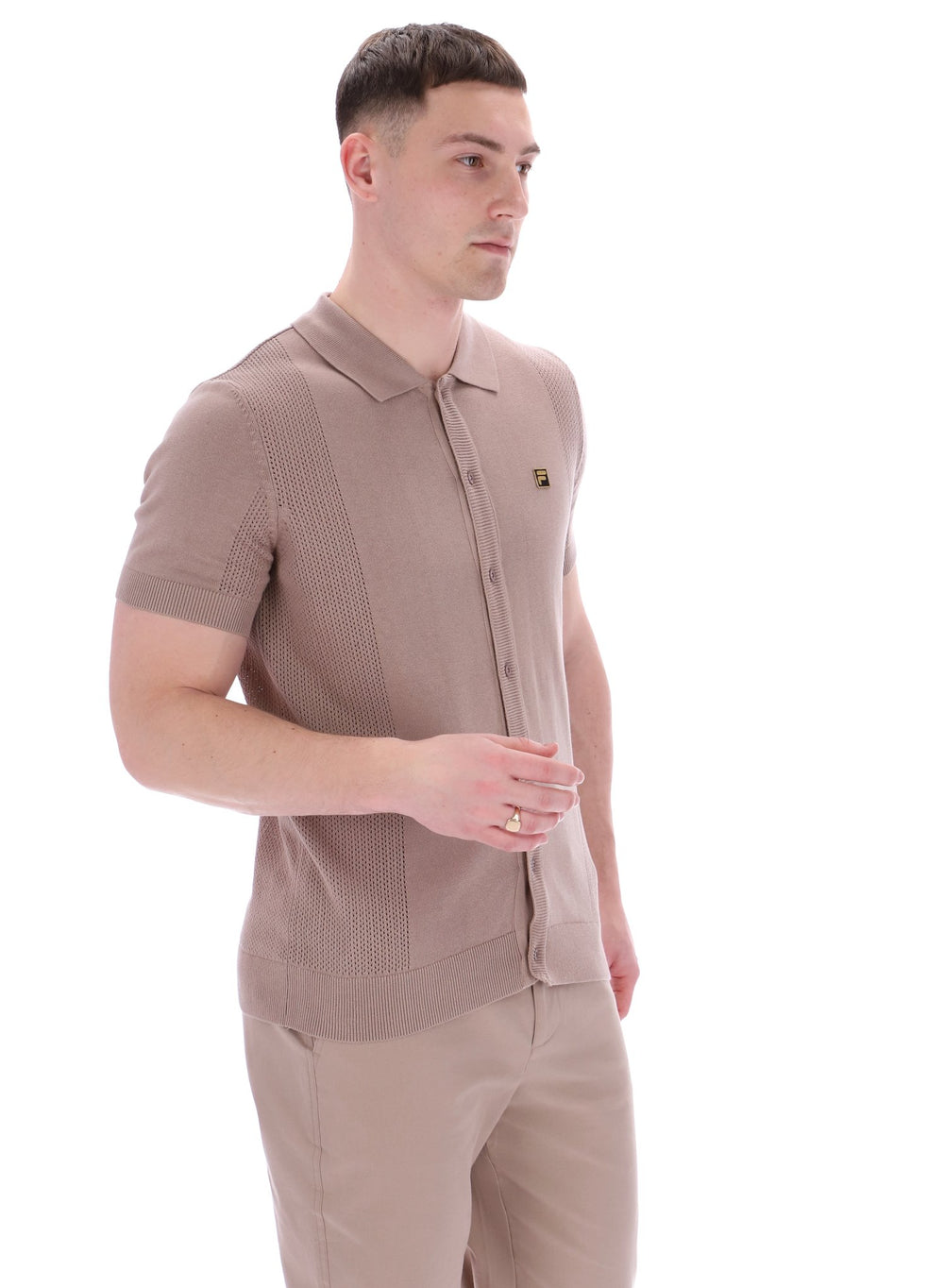 Walter Open Knit Pointelle Panel Polo