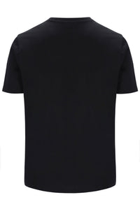 Displays the Black 'Fila' branded Yaxley 4 Premium T-Shirt