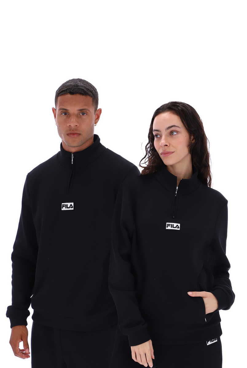 Fila cia black and online ecru fleece crew neck sweatshirt