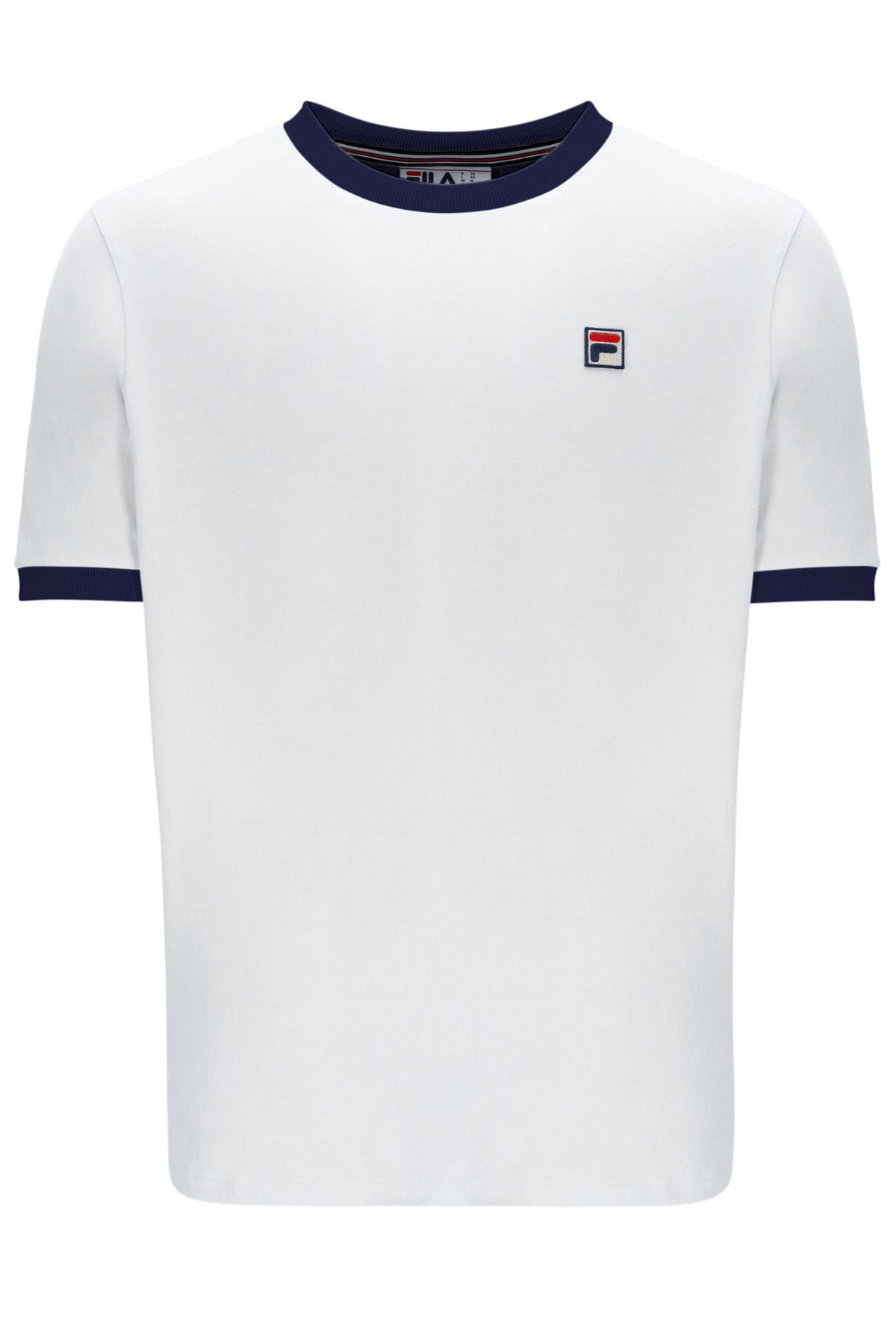 Displays the White 'Fila' branded Marconi Essential Ringer T-Shirt