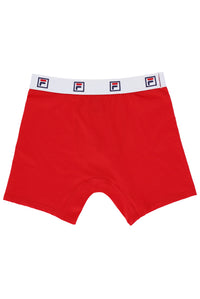 Displays the Red 'FILA' branded Mens mid-Rise Trunk